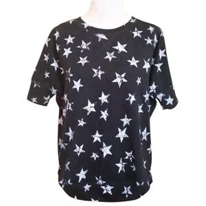 Black with Gray Star Print Dolman Short Sleeve Knit Top Modcloth Freeloader NEW
